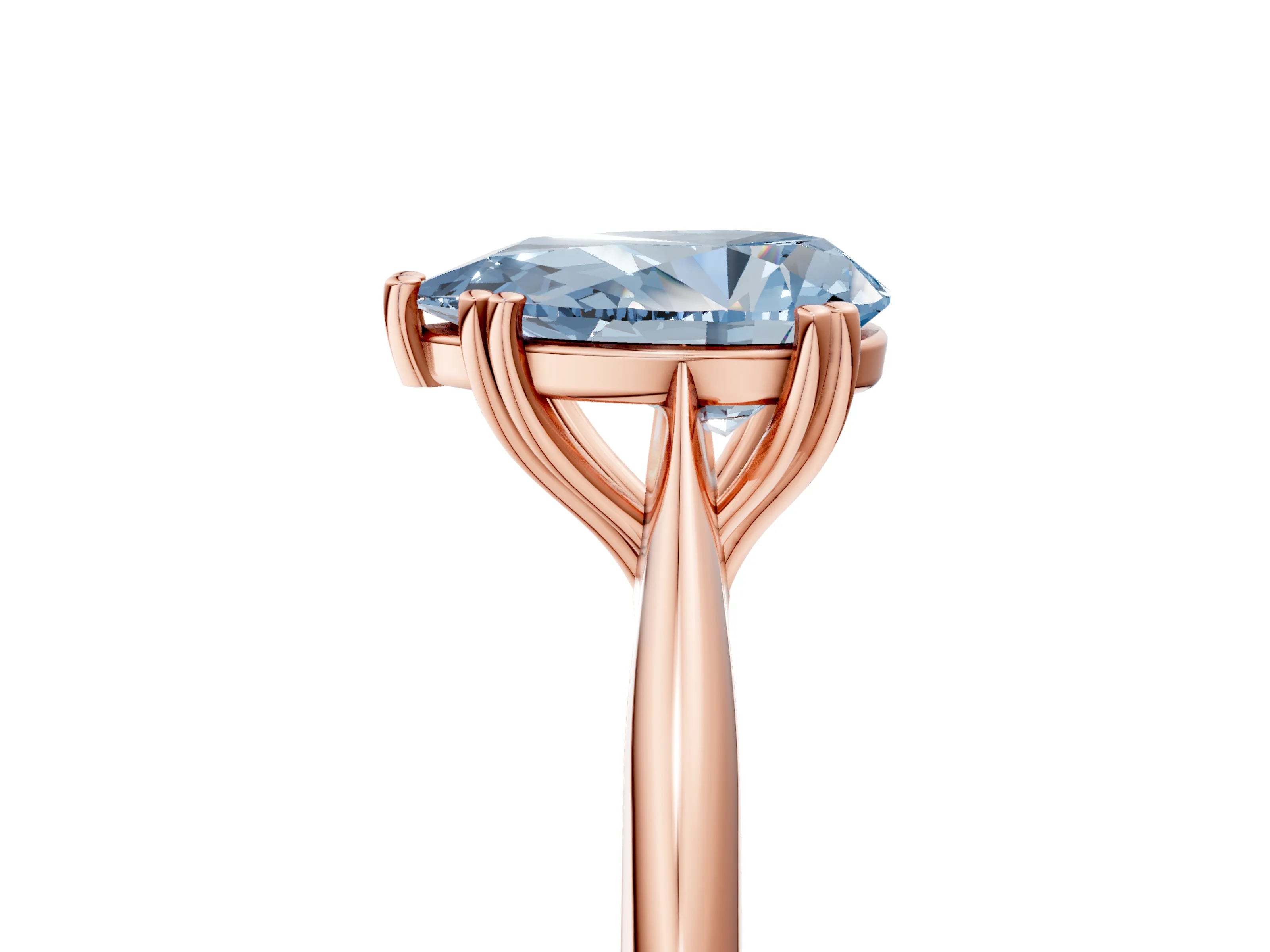 Rose gold Fancy Blue Pear Cut Solitaire Diamond Ring with Six-Prong Setting and Classic Band_5