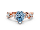 Rose gold Fancy Blue Pear  Cut Solitaire Diamond Twisted Band with Pave Setting_28