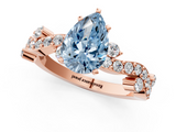 Rose gold Fancy Blue Pear  Cut Solitaire Diamond Twisted Band with Pave Setting_29