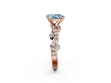 Rose gold Fancy Blue Pear  Cut Solitaire Diamond Twisted Band with Pave Setting_30