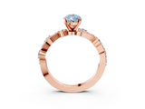 Rose gold Fancy Blue Pear  Cut Solitaire Diamond Twisted Band with Pave Setting_31