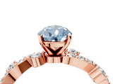 Rose gold Fancy Blue Pear  Cut Solitaire Diamond Twisted Band with Pave Setting_32