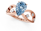 Rose gold Fancy Blue Pear  Cut Solitaire Diamond with Side Stones on Criss-Cross Band and Four-Prong Setting_4