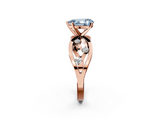 Rose gold Fancy Blue Pear  Cut Solitaire Diamond with Side Stones on Criss-Cross Band and Four-Prong Setting_5