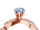 Rose gold Fancy Blue Pear  Cut Solitaire Diamond with Side Stones on Criss-Cross Band and Four-Prong Setting_7