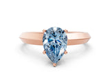 Rose gold Fancy Blue Pear  Cut Solitaire Engagement Ring with Flat Band and Four-Prong Setting 1