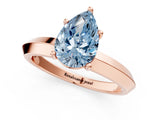 Rose gold Fancy Blue Pear  Cut Solitaire Engagement Ring with Flat Band and Four-Prong Setting 2