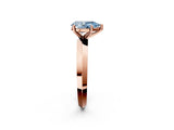 Rose gold Fancy Blue Pear  Cut Solitaire Engagement Ring with Flat Band and Four-Prong Setting 3