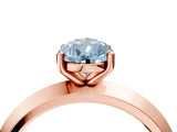 Rose gold Fancy Blue Pear  Cut Solitaire Engagement Ring with Flat Band and Four-Prong Setting 5