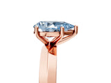 Rose gold Fancy Blue Pear  Cut Solitaire Engagement Ring with Flat Band and Four-Prong Setting