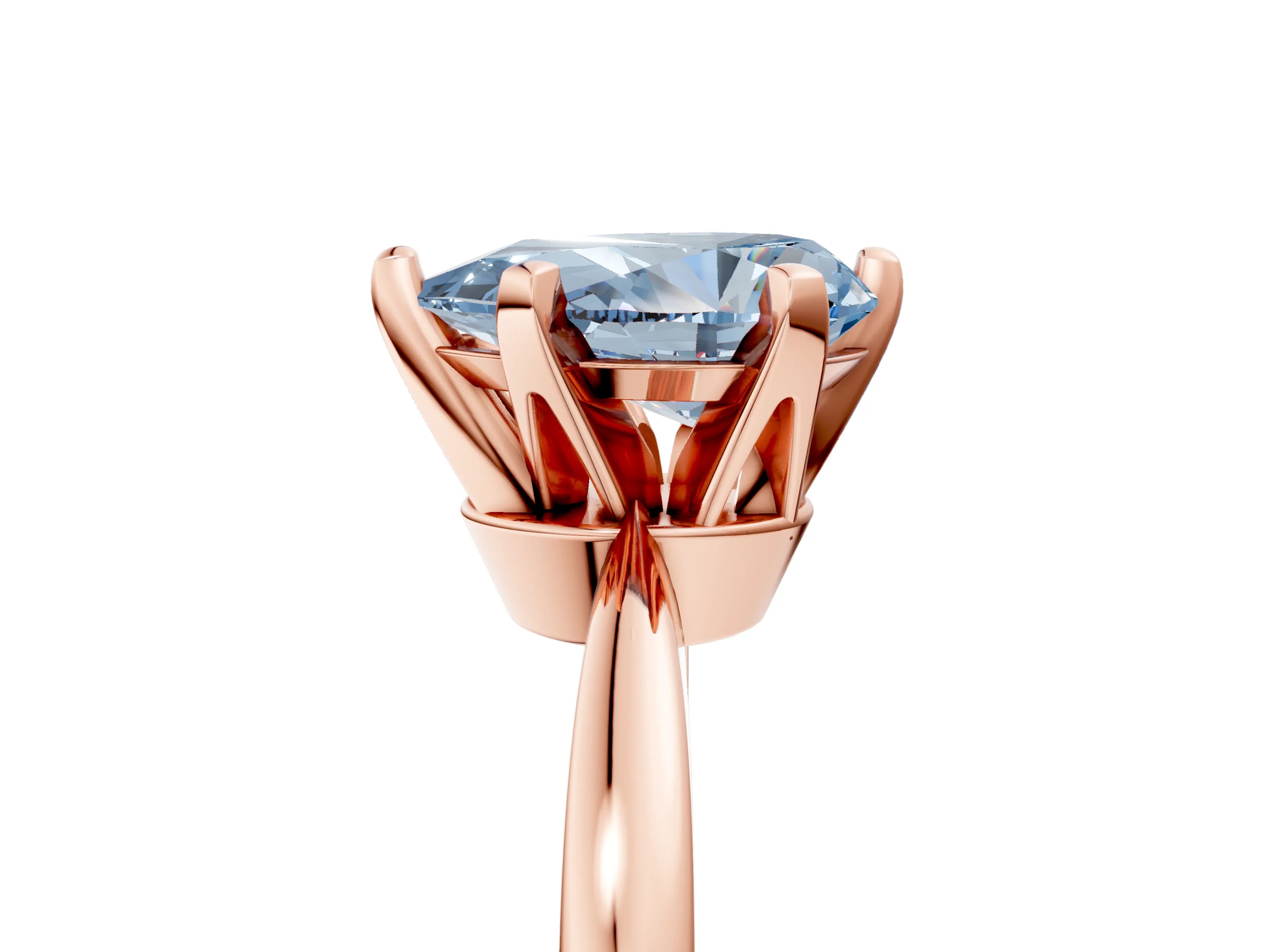 Rose gold Fancy Blue Pear Cut Solitaire Engagement Ring with Six-Prong Setting and Tapered Band_5