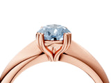 Rose gold Fancy Blue Pear  Cut Solitaire Engagement Ring with Tapered Band and Four-Prong Setting 5