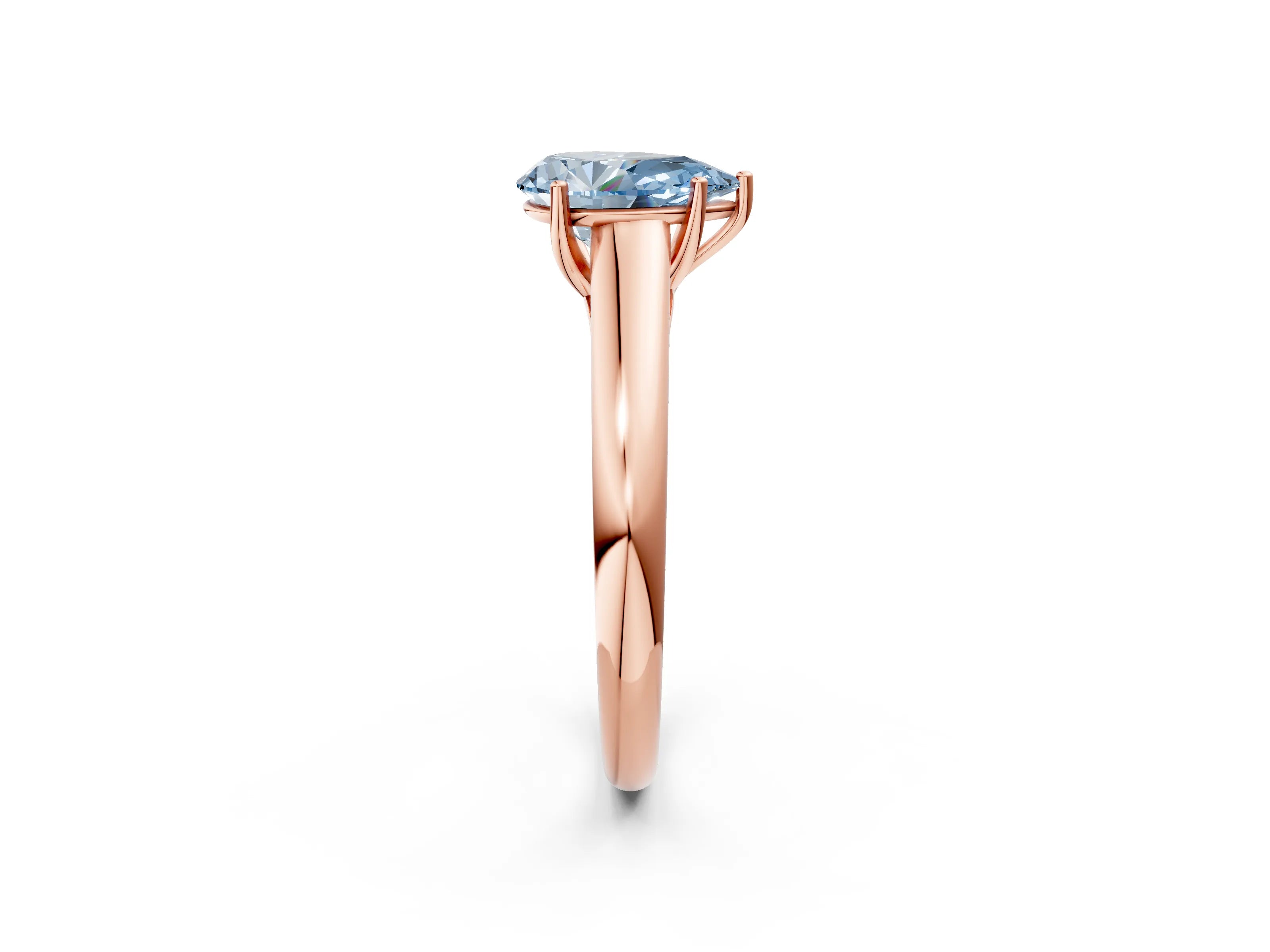 Rose gold Fancy Blue Pear Cut Solitaire Engagement Ring with Tapered Band and Four-Prong Setting_5