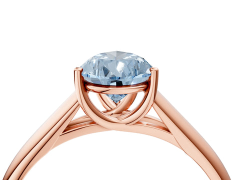 Rose gold Fancy Blue Pear Cut Solitaire Engagement Ring with Tapered Band and Four-Prong Setting_7