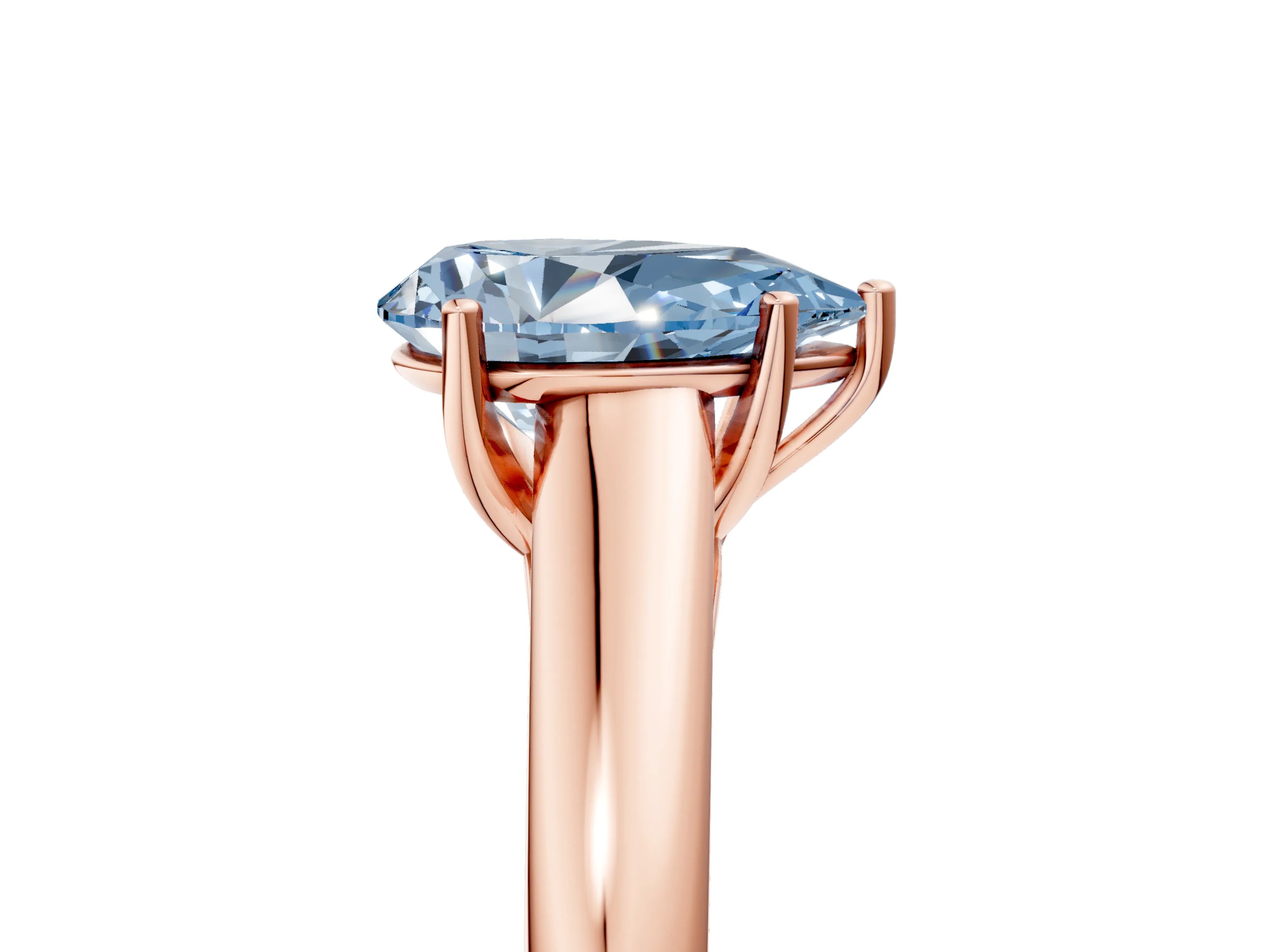 Rose gold Fancy Blue Pear Cut Solitaire Engagement Ring with Tapered Band and Four-Prong Setting_8
