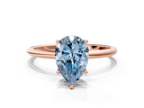 Rose gold Fancy Blue Pear  Cut Solitaire Engagement Ring with Thin Band and Four-Prong Setting_3
