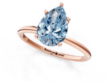 Rose gold Fancy Blue Pear  Cut Solitaire Engagement Ring with Thin Band and Four-Prong Setting_4