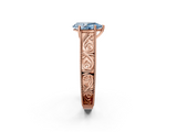 Rose gold Fancy Blue Pear  Cut Solitaire Engraved Band with Four-Prong Setting_63