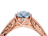 Rose gold Fancy Blue Pear  Cut Solitaire Engraved Band with Four-Prong Setting_65