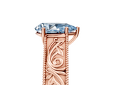 Rose gold Fancy Blue Pear  Cut Solitaire Engraved Band with Four-Prong Setting_66