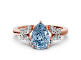 Rose gold Fancy Blue Pear  Cut Solitaire Floral Diamond Ring with Four-Prong Setting_37