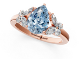 Rose gold Fancy Blue Pear  Cut Solitaire Floral Diamond Ring with Four-Prong Setting_38