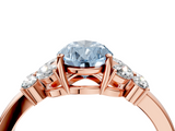 Rose gold Fancy Blue Pear  Cut Solitaire Floral Diamond Ring with Four-Prong Setting_41