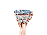 Rose gold Fancy Blue Pear  Cut Solitaire Floral Diamond Ring with Four-Prong Setting_42