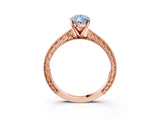 Rose gold Fancy Blue Pear Cut Solitaire Milgrain Engraved Band with Four-Prong Setting_3