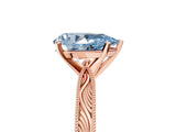 Rose gold Fancy Blue Pear Cut Solitaire Milgrain Engraved Band with Four-Prong Setting_5