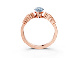 Rose gold Fancy Blue Pear Cut Solitaire Milgrain Leaf Band with Prong Setting_3