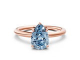 Rose gold Fancy Blue Pear  Cut Solitaire Ring with Thin Band and Four-Prong Setting_15
