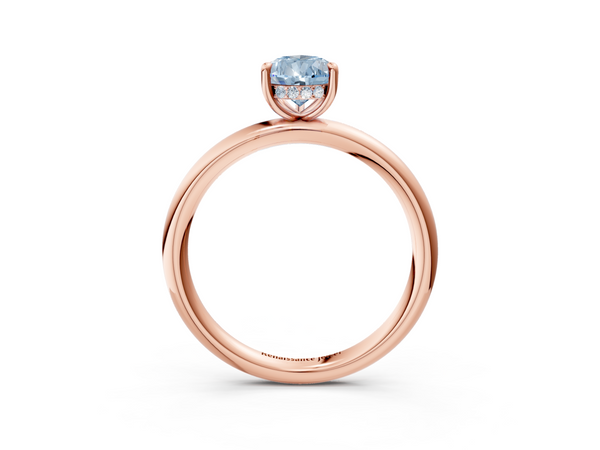 Rose gold Fancy Blue Pear Cut Diamond Solitaire Ring with Thin Band and Four-Prong Setting