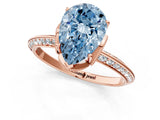 Rose gold Fancy Blue Pear Cut Solitaire Split Shank Pave Diamond Engagement Ring with Four-Prong Setting_1