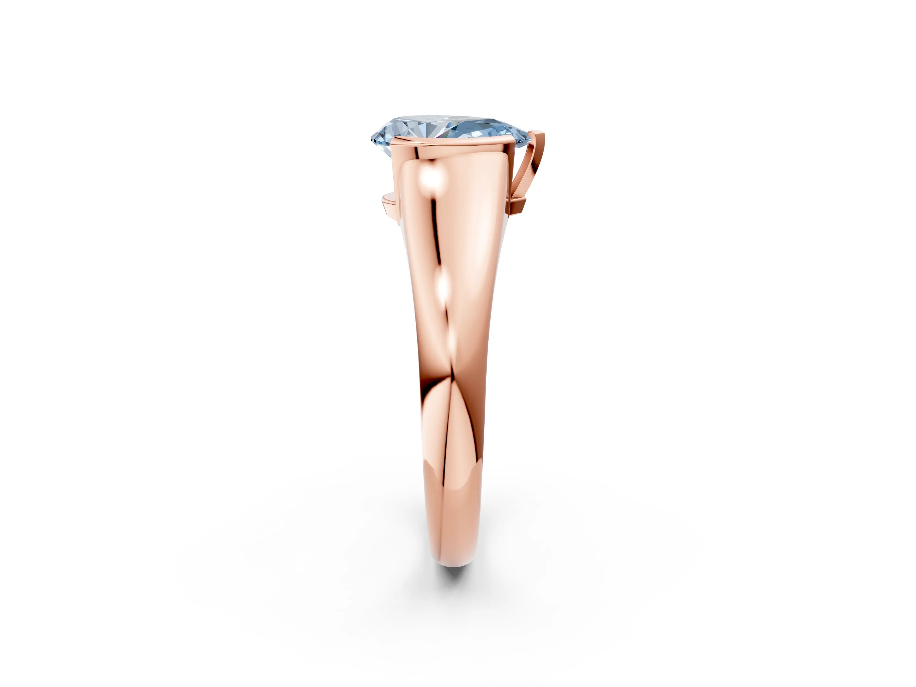 Rose gold Fancy Blue Pear Cut Solitaire Tension Set Diamond Ring with Split Shank Band_2