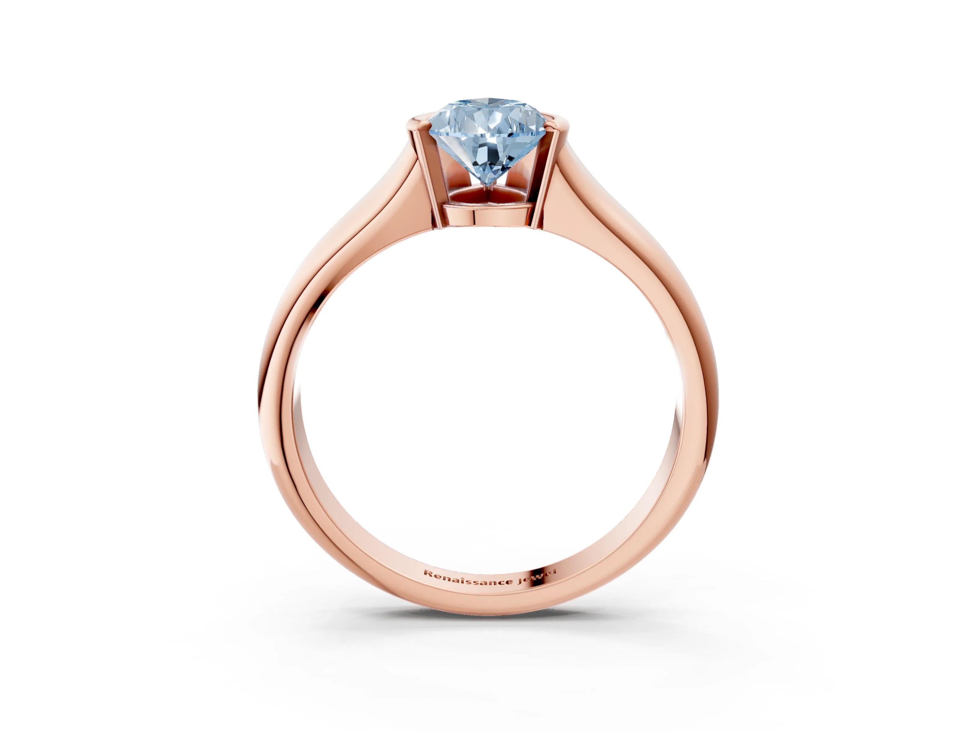 Rose gold Fancy Blue Pear Cut Solitaire Tension Set Diamond Ring with Split Shank Band_3