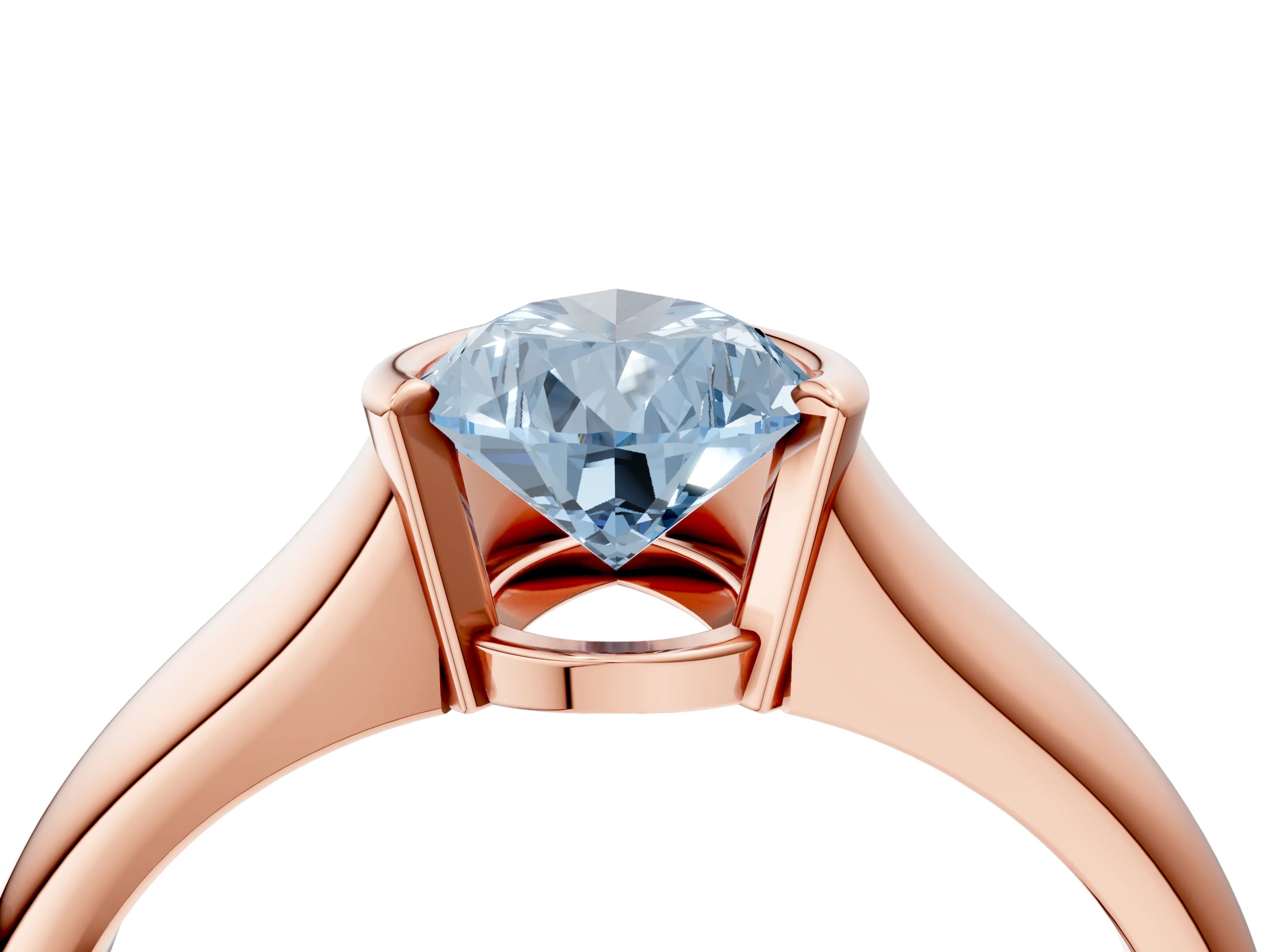 Rose gold Fancy Blue Pear Cut Solitaire Tension Set Diamond Ring with Split Shank Band_4