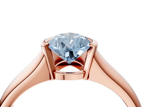 Rose gold Fancy Blue Pear Cut Solitaire Tension Set Diamond Ring with Split Shank Band_4