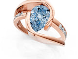 Rose gold Fancy Blue Pear Cut Solitaire Tension-Set Diamond Split Shank Ring_1