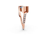 Rose gold Fancy Blue Pear Cut Solitaire Tension-Set Diamond Split Shank Ring_2