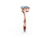 Rose gold Fancy Blue Pear  Cut Solitaire Twist Band Ring with Four-Prong Setting_39
