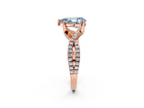 Rose gold Fancy Blue Pear Cut Solitaire Twist Pave Diamond Engagement Ring with Prong Setting_2