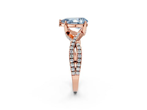 Rose gold Fancy Blue Pear Cut Solitaire Twist Pave Diamond Engagement Ring with Prong Setting_2