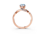 Rose gold Fancy Blue Pear Cut Solitaire Twist Pave Diamond Engagement Ring with Prong Setting_3