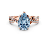 Rose gold Fancy Blue Pear Cut Solitaire Twist Pave Diamond Engagement Ring with Prong Setting_36