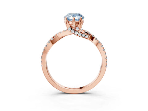 Rose gold Fancy Blue Pear Cut Solitaire Twist Pave Diamond Engagement Ring with Prong Setting_39