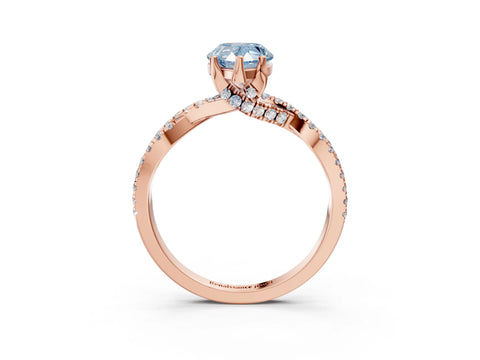 Rose gold Fancy Blue Pear Cut Solitaire Twist Pave Diamond Engagement Ring with Prong Setting_3