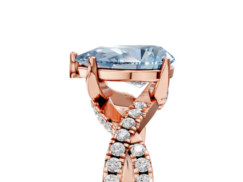 Rose gold Fancy Blue Pear Cut Solitaire Twist Pave Diamond Engagement Ring with Prong Setting_5