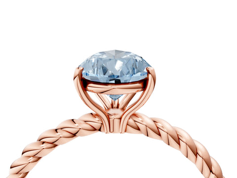 Rose gold Fancy Blue Pear Cut Solitaire Twisted Band 4-Prong Ring_4