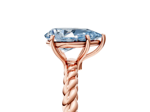 Rose gold Fancy Blue Pear Cut Solitaire Twisted Band 4-Prong Ring_5